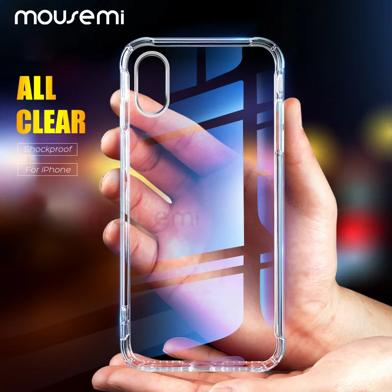 

MOUSEMI Clear Shockproof Soft Silicone Cases For iPhone 6 7 X 8 Plus 5S Transparent Phone Cases For iPhone XS MAX XR Back Cover