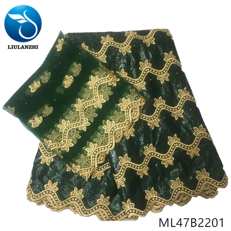 

LIULANZHI Nigerian bazin lace fabrics with stones New arrival bazin getzner fabric for cloth 7yards cotton riche fabric ML47B22