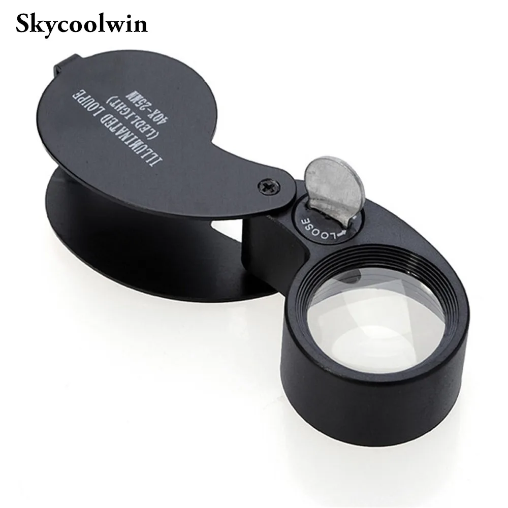 40x 25mm Glass Magnifying Magnifier Jeweler Eye Jewelry Loupe Loop Led