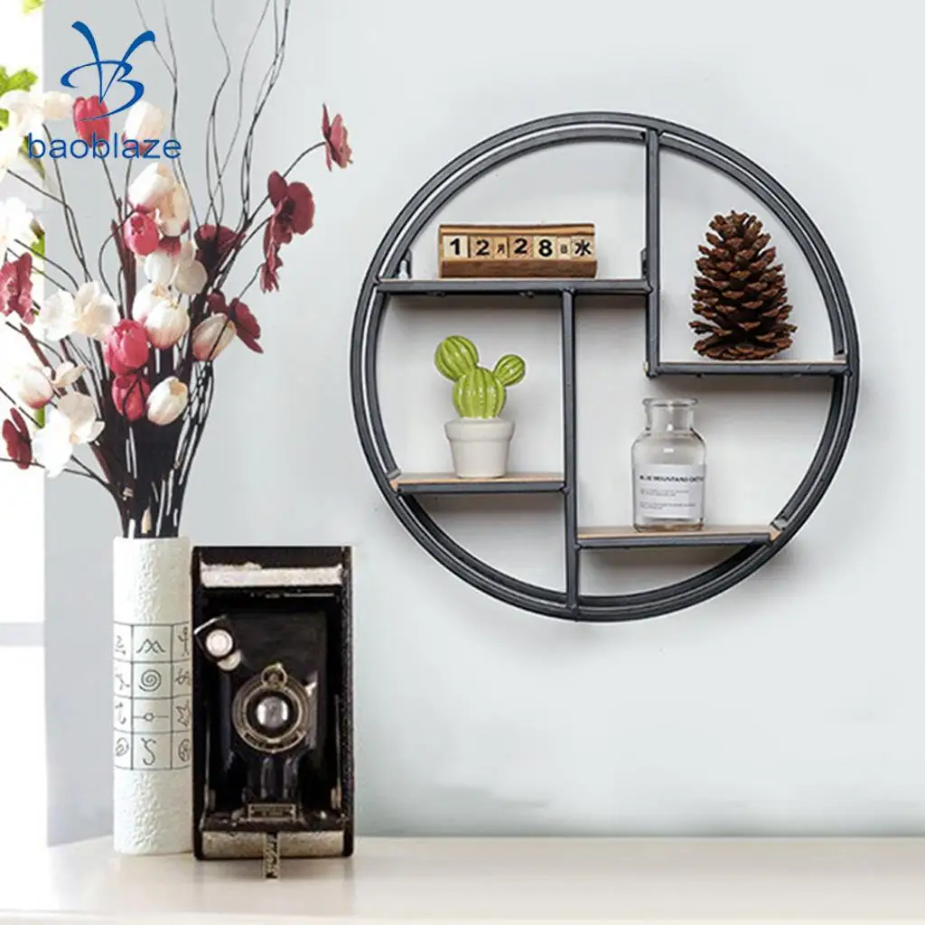 Chinese Garden Design Floating Wall Shelf Storage Display Rack Holder Flowers Vase Picture Calendar CDS Display Stand Black Iron