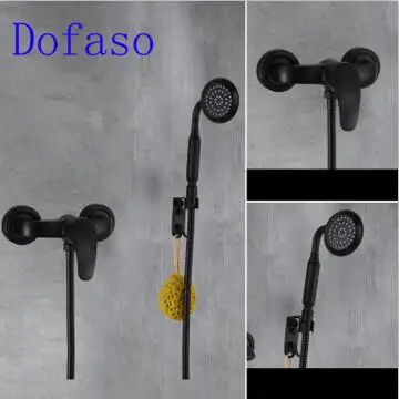 B Dofaso, простой душевой кран для ванной комнаты, античная латунь, черный смеситель для душа, одна ручка, ванна, настенное крепление, винтажный душевой набор - Цвет: B