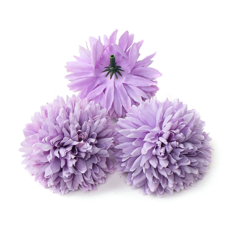 5 шт. искусственный цветок 7 см Шелковый цветок хризантемы головка Свадебная вечеринка украшение дома DIY ВЕНОК скрапбук Подарочная коробка ремесло - Цвет: Фиолетовый