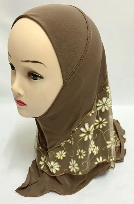 24 шт./лот) смешанные цвета маленькие девочки мусульманский хиджаб дети исламский шарф XHGT011