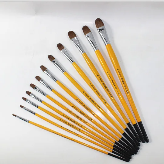 6pcs/Set Van Gogh weasel hair brush gouache watercolor painting pen acrylics oil brush painting