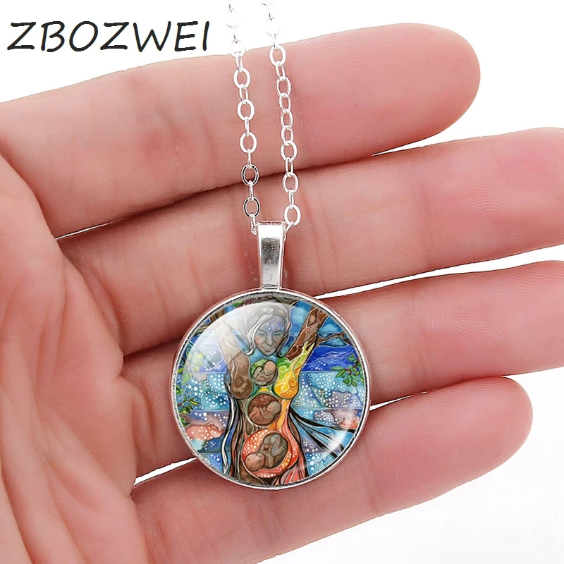ZBOZWEI винтажная Серебряная цепочка для беременных женщин стеклянный кабошон