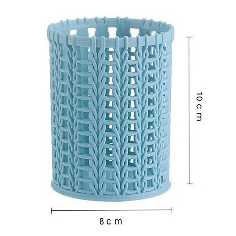 Лидер продаж, пластиковый полый ротанговый простой держатель для ручек, подставка для карандашей, контейнер, настольный органайзер, круглая коробка для хранения канцелярских принадлежностей, офисные принадлежности