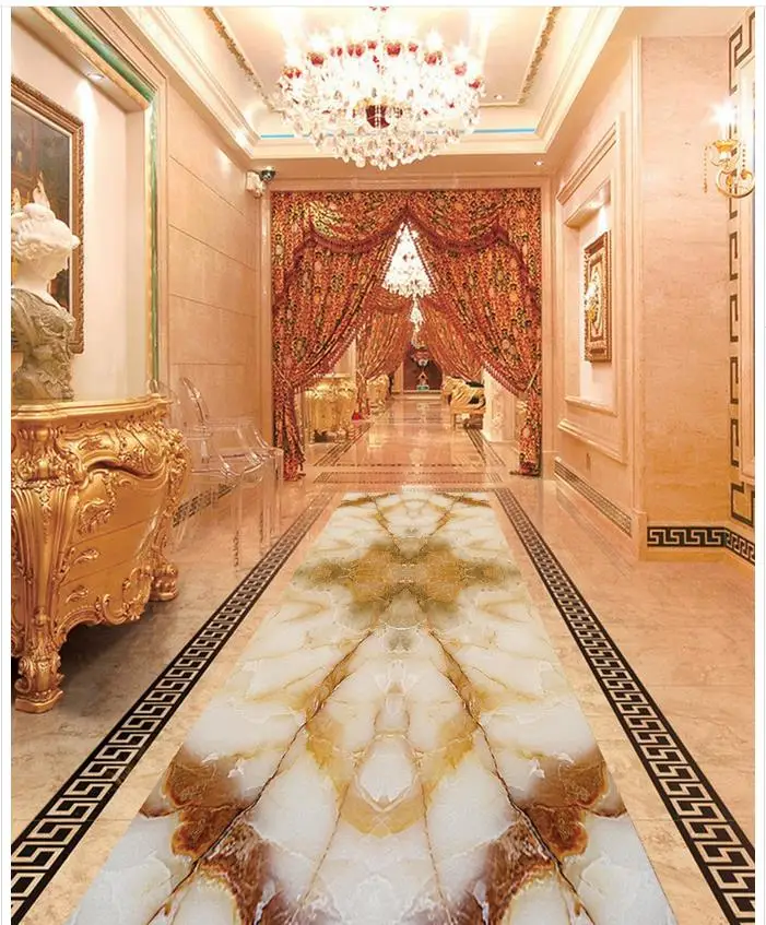 Custom Photo self-adhesive 3D floor Waterproof mural painting 3d wallpapers marble PVC wallpaper | Обустройство дома