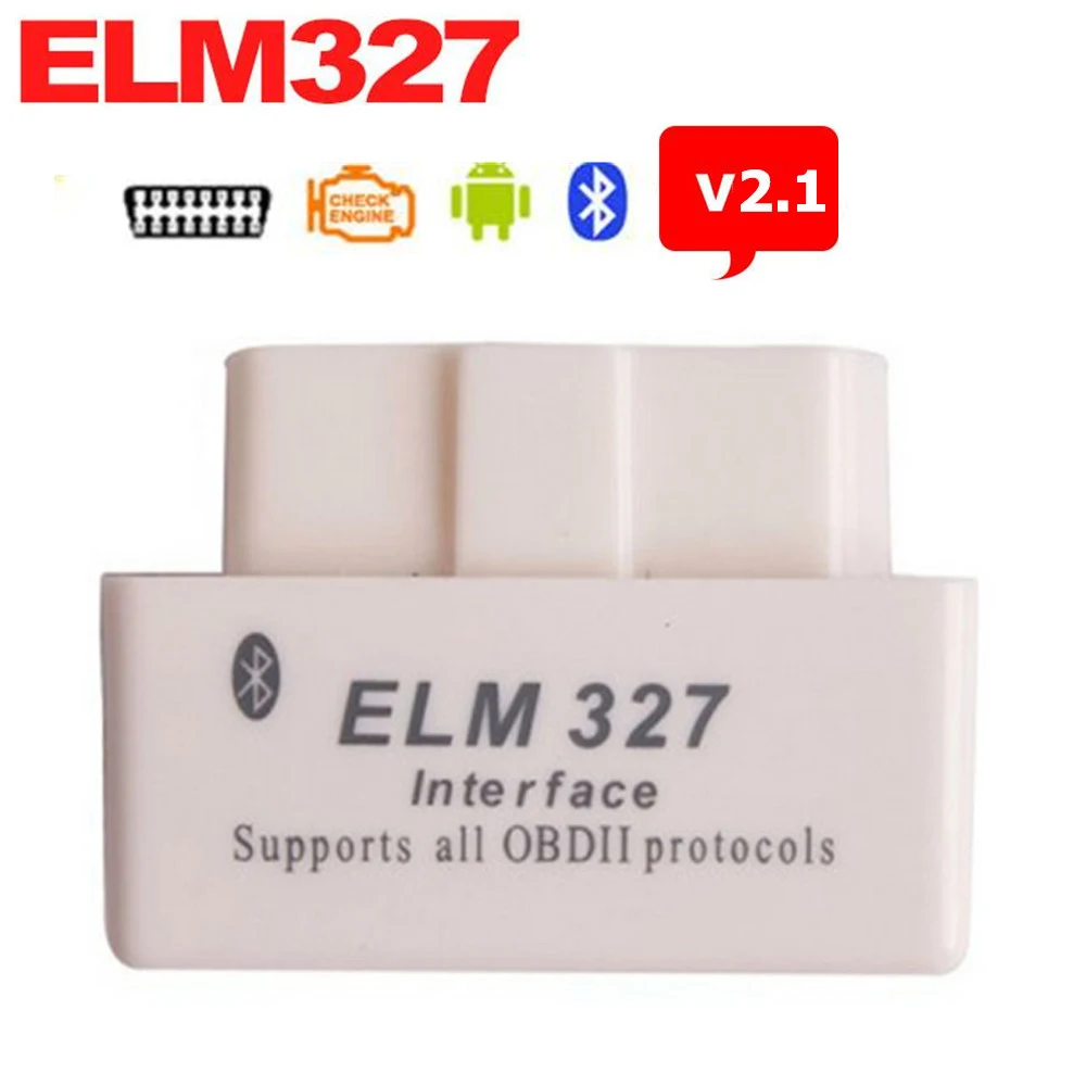 Белый Мини Автомобильный диагностический сканер ELM327 V2.1 Bluetooth OBD Расширенный OBDII