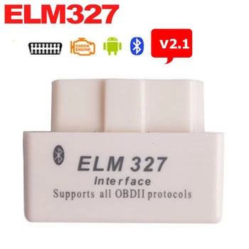 Koop Wit Mini ELM327 V2.1 Bluetooth Obd Geavanceerde Obdii OBD2 Elm 327 Auto Diagnose Scanner Code Reader Scan Tool Hot selling