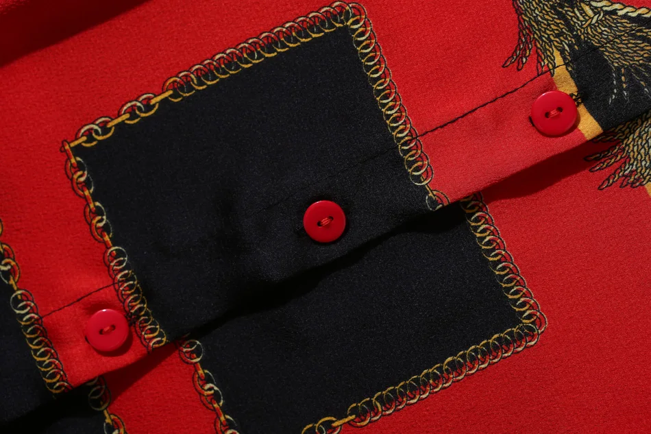 H Han queen Женская Весенняя винтажная шифоновая блузка с принтом и длинным рукавом Повседневные Вечерние Блузы Boho свободные женские рубашки на пуговицах