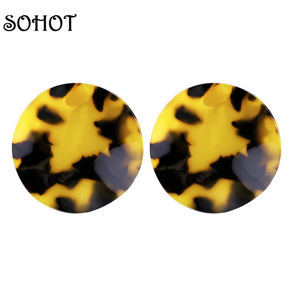 

SOHOT New Arrived Acrylic Tortoiseshell Women Round Stud Earrings OL Style Trendy Hot Sale Simple Brincos Jewelry Bijoux Gift