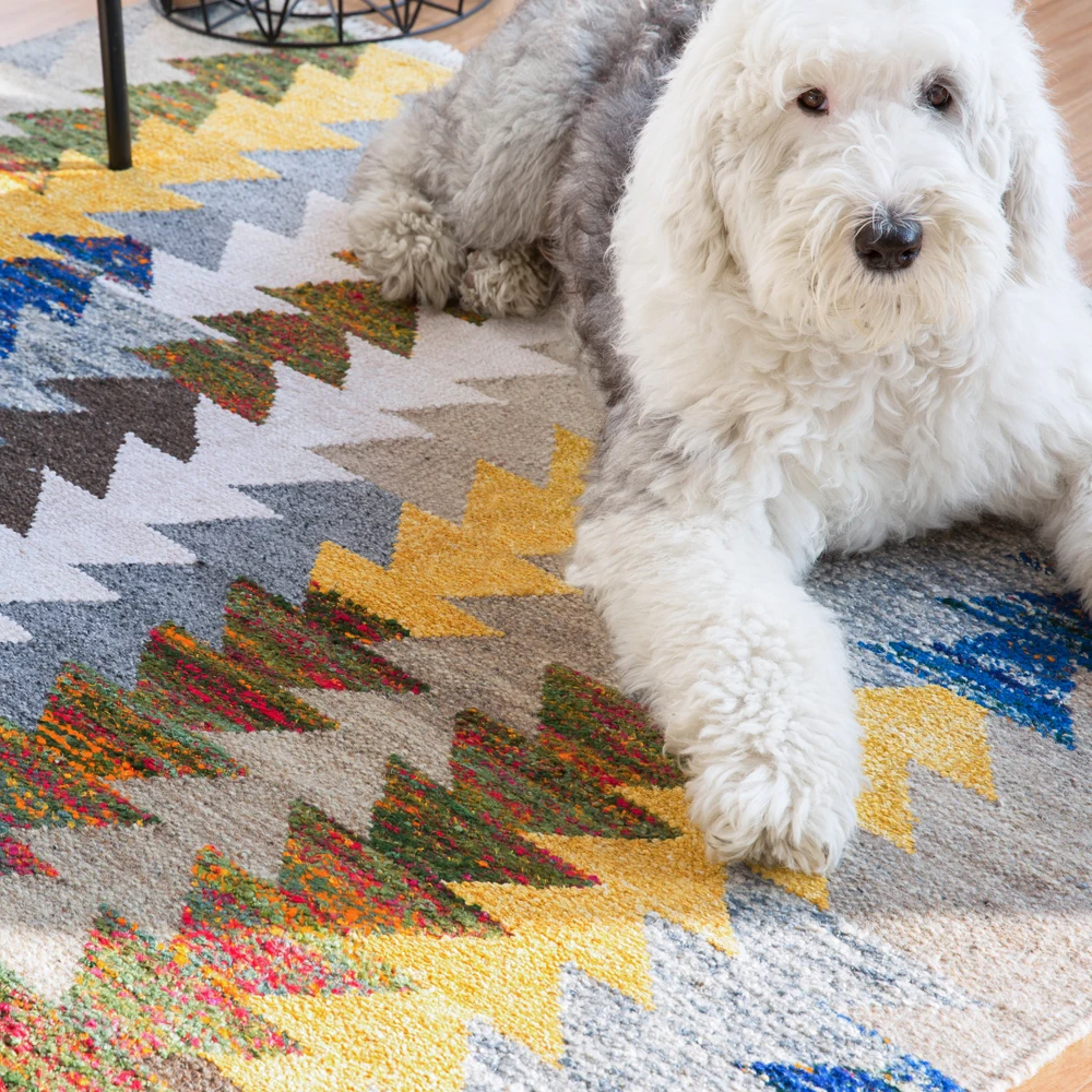 Шерсть ковер килим геометрический Богемия индийский плед желтый синий полосатый современный дизайн в скандинавском стиле