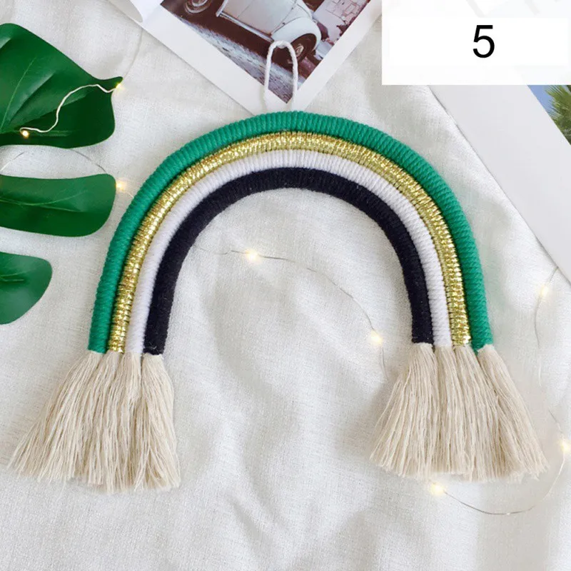 Arco Iris hecha a mano tejido ornamento nórdico Simple chico habitación decoración de la pared colgante, decoración para el hogar, accesorios, Arco Iris hecha a mano tejido ornamento nórdico Simple chico habitación decoración de la pared colgante, decoración para el hogar, accesorios,