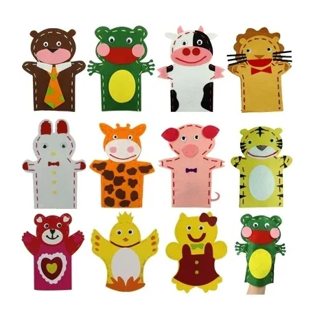 

10 PCs Children DIY handmade cartoon cloth puppet dolls/t Kids teacher telling stories hand puppets for baby educational toys