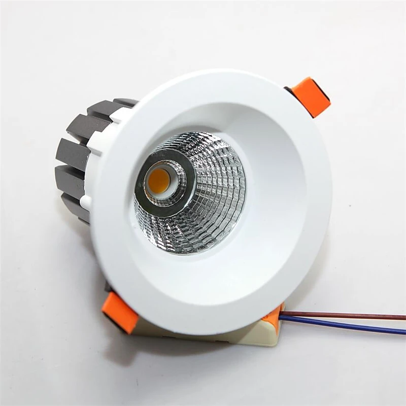 

Dimmable 15W Recessed COB LED Downlights 85~265V Ceiling Spot Light White baking varnish aluminum shell Down light