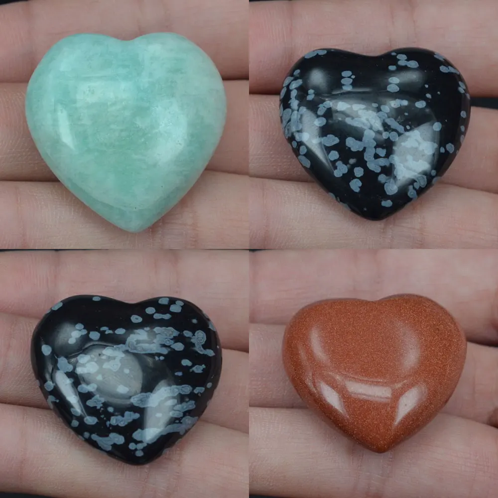 

Assorted Natural Gemstone 30MM Heart Shade Stones Crystal Chakra Carved Healing Reiki