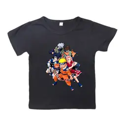 Модная футболка для мальчиков и девочек с 3D принтом аниме «Наруто» Детские хлопковые футболки с рисунком топы для маленьких детей, одежда с