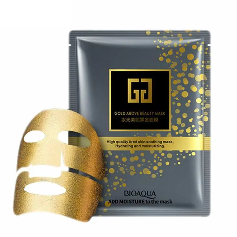 10Pcs BIOAQUA 24K Crystal Gold Collagen Facial Mask Moisturizing Nourishing Tendering Anti-aging Mask Skin Care Korean Cosmenics - Цвет: Gold Mask