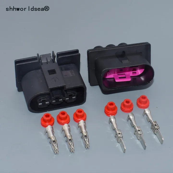 

shhworldsea 3 Pin 6.3mm 1J0 906 443 for Volkswagen Jetta Electronic Fan Plug Radiator Plug Terminal Plug