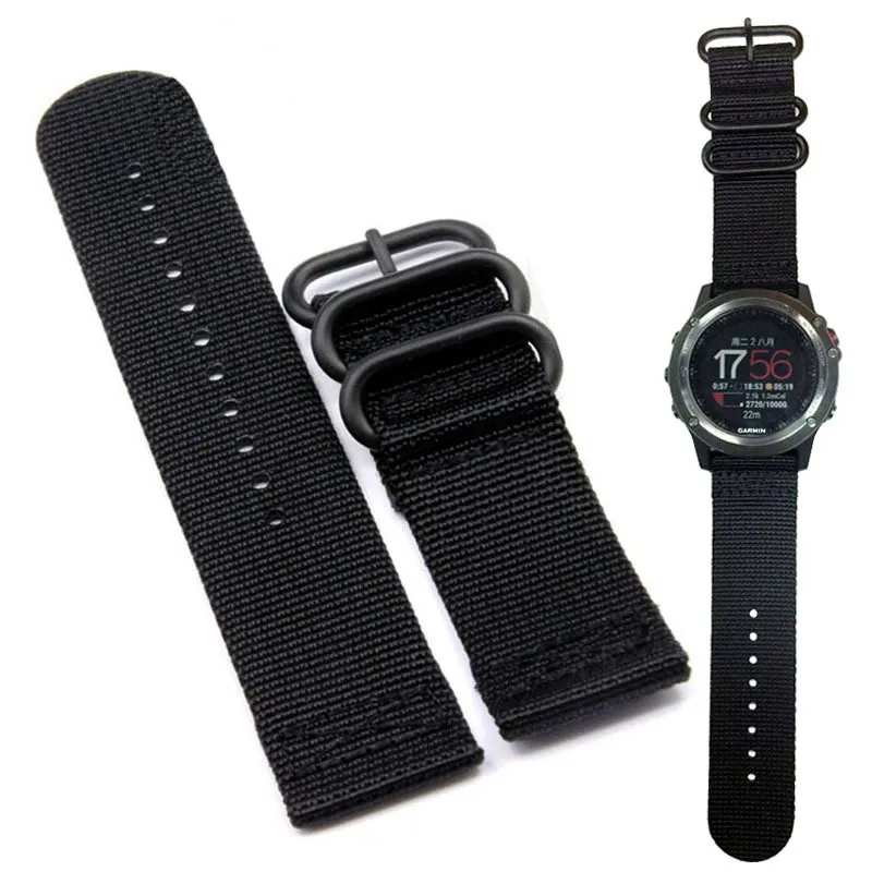 

High Quality Nylon Watch Band 26mm Luxury Nylon Strap 5 Ring Watch Replacement Band For Garmin Fenix 3 5X