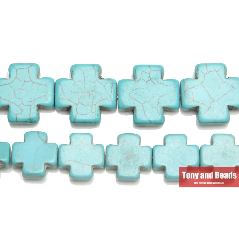 

Free Shipping 15MM 20MM 25MM Turquoises Howlite Cross Beads 15" Strand Pick Size For Jewelry Making No.TB5