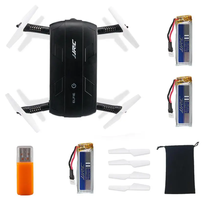 

H37Elfie Gyro WIFI FPV Quadcopter Selfie Drone Foldable Mini Drones with Camera HD RC Dron Helicopter 3PC 500mAh BatteryD50