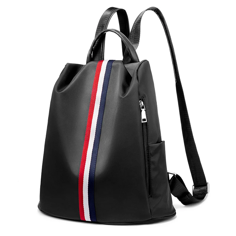 Женский противоугонный LOVEOOK, школьные портфели 15 дюймов из водонепроницаемого оксфорда для девочек подростка, облегченный повседневный рюкзак для путешествия - Цвет: Черный