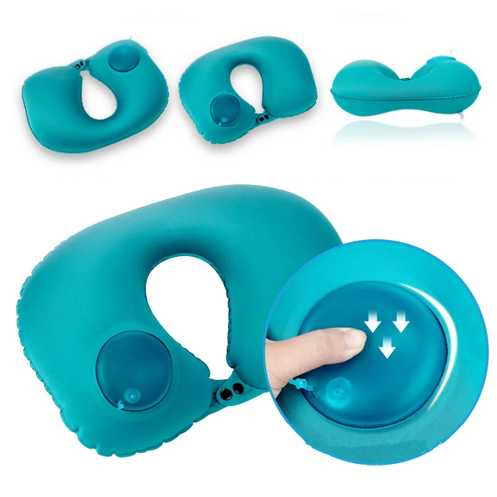 

U-Shape Automatic Inflatable Travel Pillow Neck Pillow Car Air Inflatable Pillows Neck Cushion Travel Headrest Folding Portable