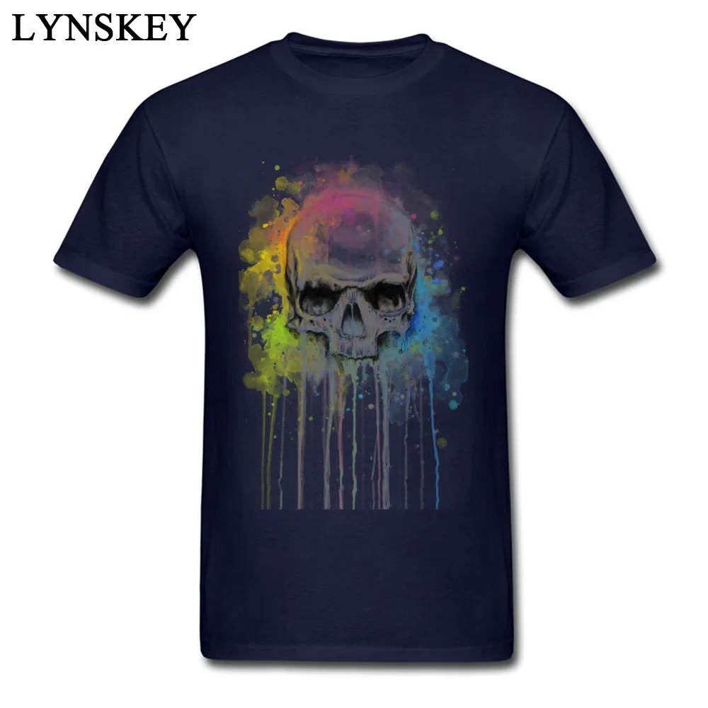 Rainbow Skull Watercolor_navy