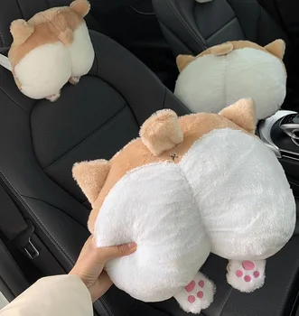 

candice guo! cute plush toy lovely cartoon buttock shiba dog belt cover neck pillow soft stuffed cushion birthday Christmas gift