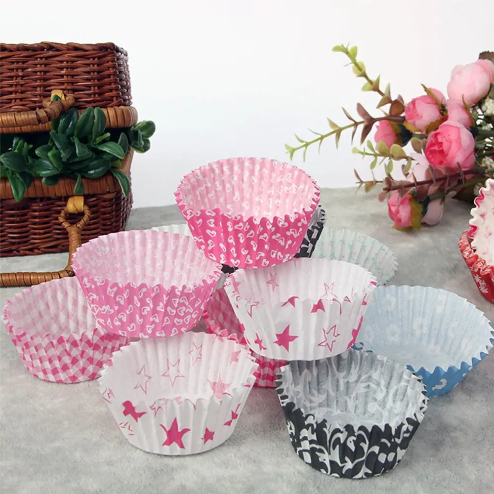 

Dotted Greaseproof Paper Baking Cups Liner Muffin Cupcake Elegant Cake Case Exquisite Cake Packaging Random Color 100Pcs/Lot