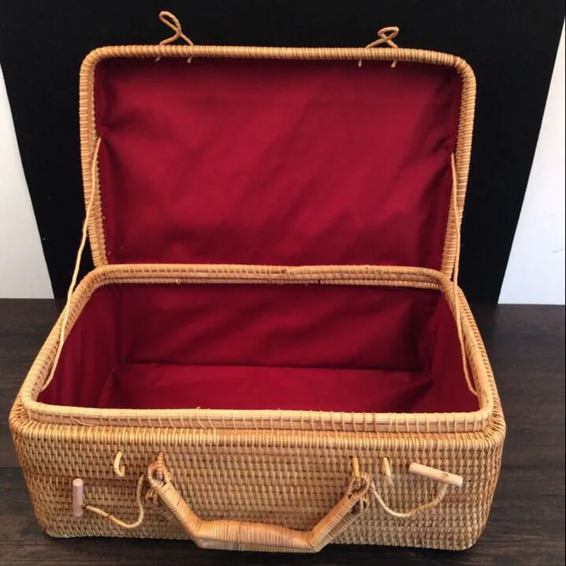 100 handmade Vietnam Rattan Rectangle decorative luggage boxes Bins