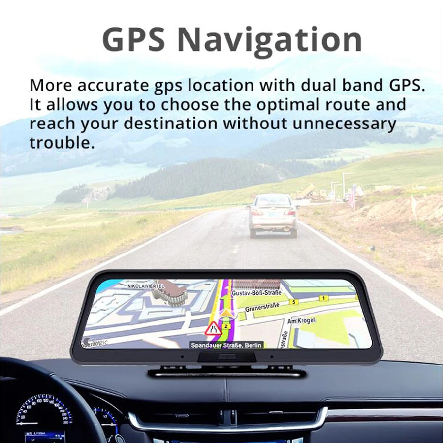 WHEXUNE 4G Car DVR ADAS Android Smart rearview mirror navigation Video Recorder car dvr with two cameras APP Remote Monitor 1080