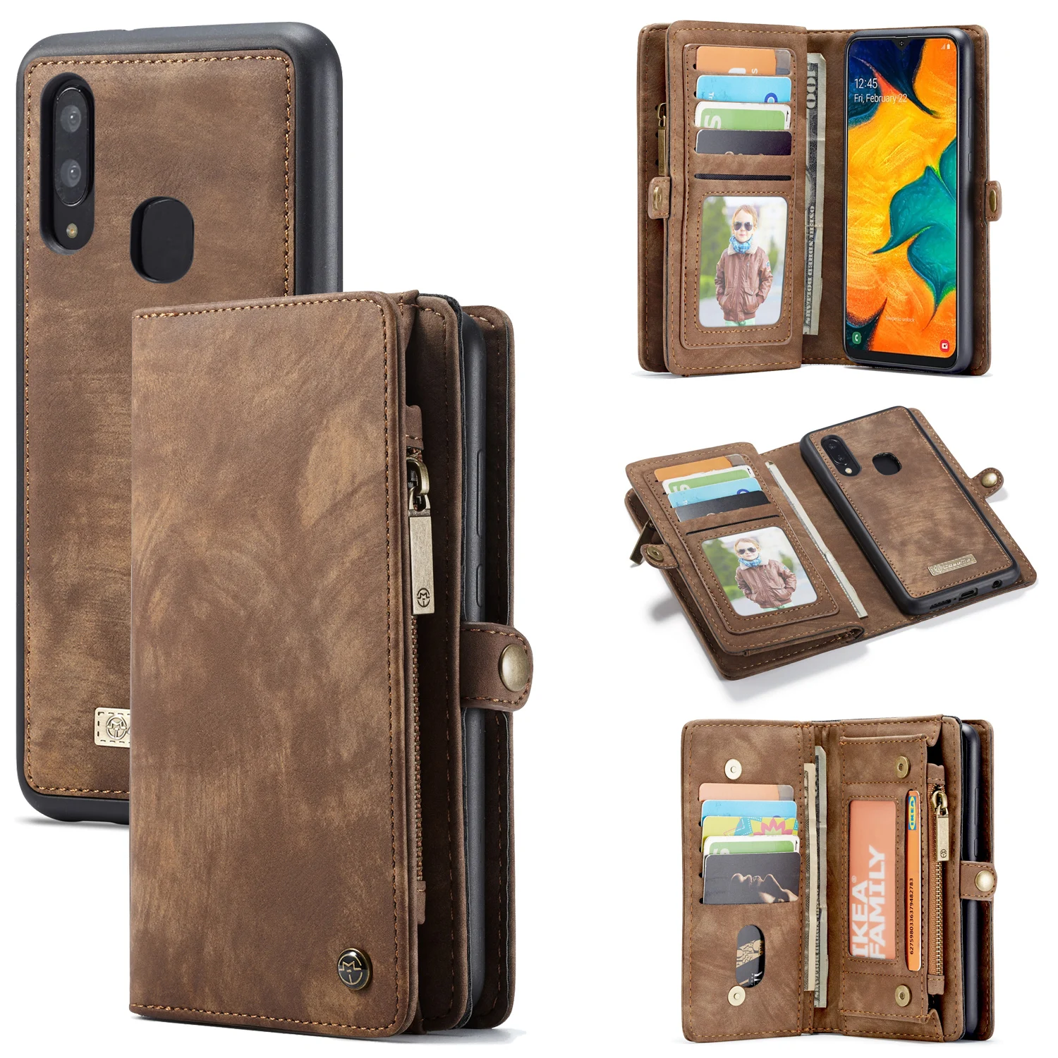 Cena Zamek portfel retro skórzane etui do Samsung galaxy A20e A30 A40 A50 A70 A80 A90 uwaga 10 Pro magnetyczne wielofunkcyjne etui z klapką