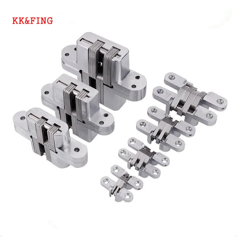 

KK&FING 304 Stainless Steel Zinc Alloy Hidden Hinges Invisible Concealed Folding Door Hinge With Screw For Furniture Hardware