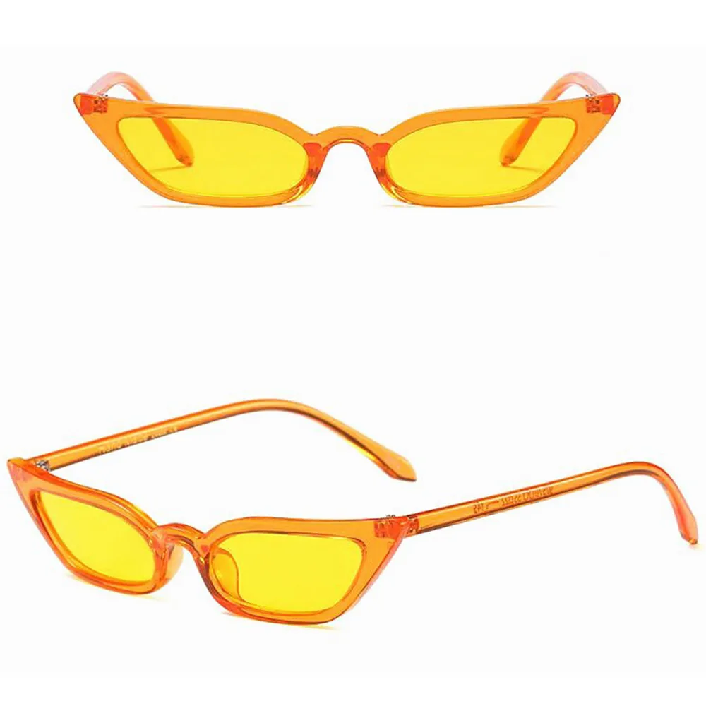 Женские спортивные очки, Ретро стиль, зеркальные, кошачий глаз, солнцезащитные очки, Ретро стиль, маленькая оправа, UV400, модные женские очки для вождения - Цвет: YE