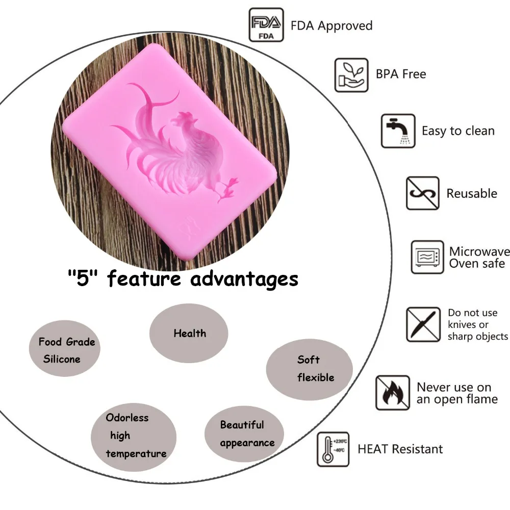 DIY Петух Курица силиконовые формы сахарная паста Конфеты Шоколад Плесень инструменты для украшения тортов из мастики мыло формы для полимерной глины