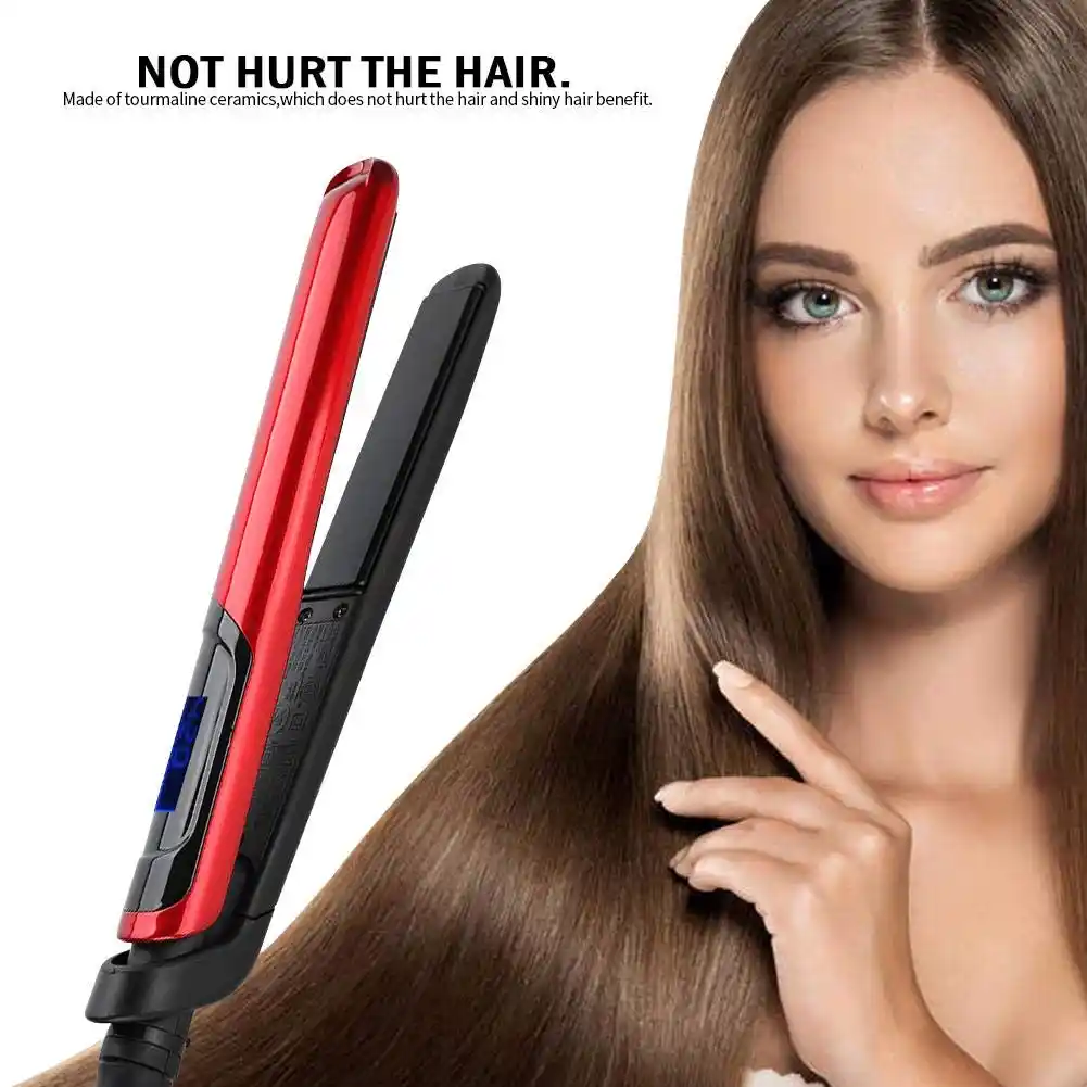 Flat Iron Hair Straightener Irons With Lcd 2 In 1 Straight And