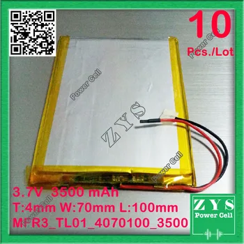 

Safety Packing(Level 4) 10pcs.3.7V 3500mah Li-ion battery for tablet pc 7 inch MP3 MP4 3.7 v 3500 mah 4070100 Size:4.0x70x100mm
