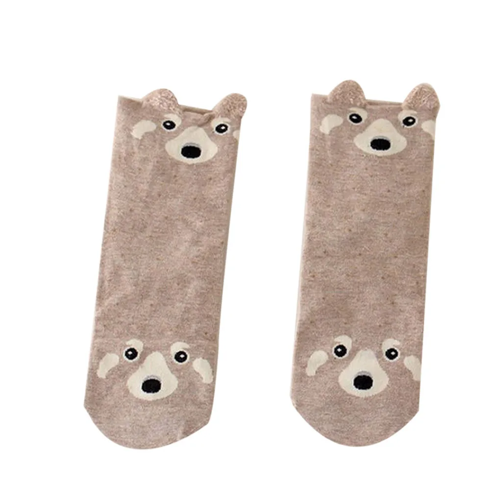 Новые модные милые женские носки с животными из мультфильмов повседневные теплые мягкие носки до лодыжки из хлопка для девочек W708 - Цвет: Brown