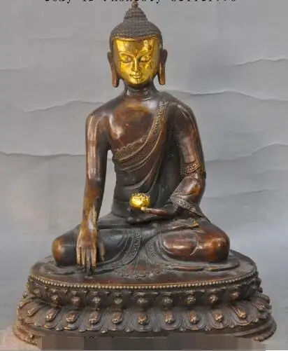 

S01239 8"Tibet Buddhism fane bronze Gilt sakyamuni Shakyamuni Medicine Buddha Statue