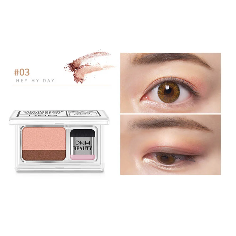 Lazy Double Color Eye Shadow Makeup Palette Shimmer Eyeshadow Makeup Waterproof Mineral Powder Double-layer Eye Shadow Cosmetics - Цвет: 3