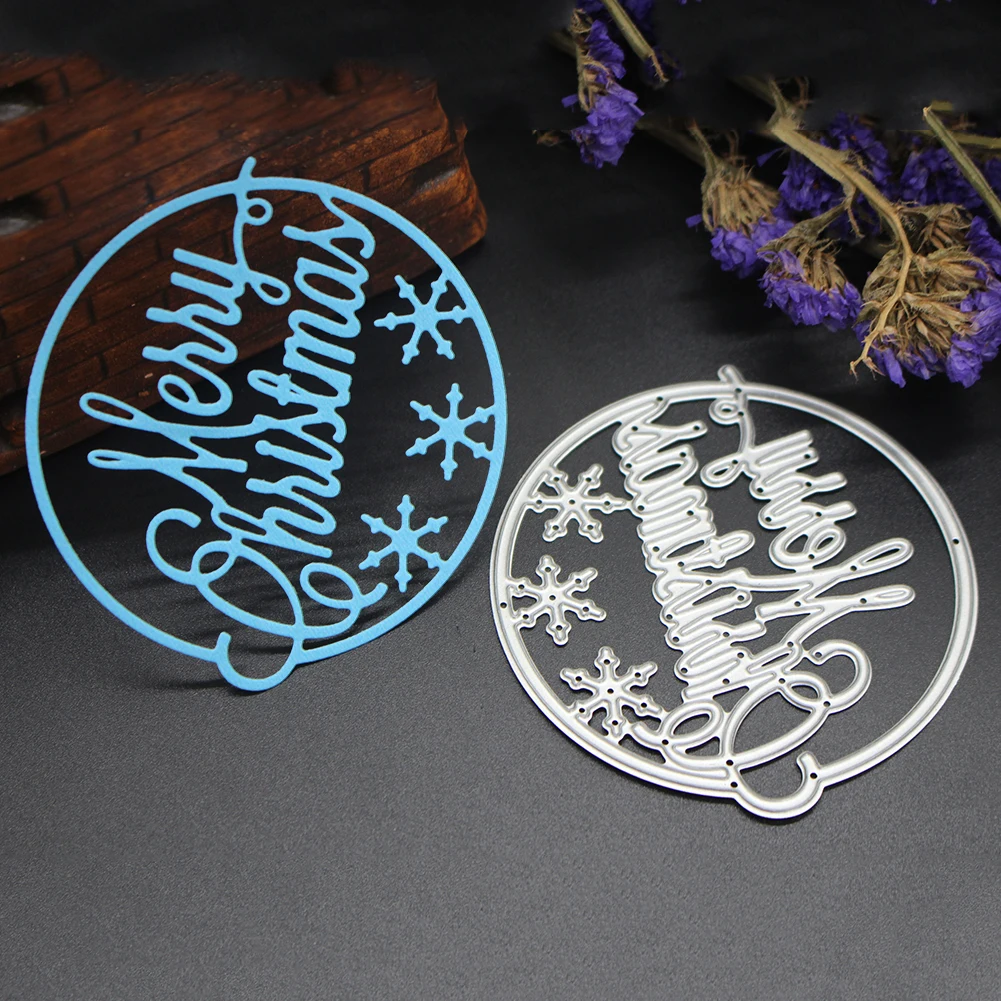 

Merry Christmas Dies Cut Album DIY Template Embossing Folder Circle Frame Round Metal Cutting Dies for Scrapbooking