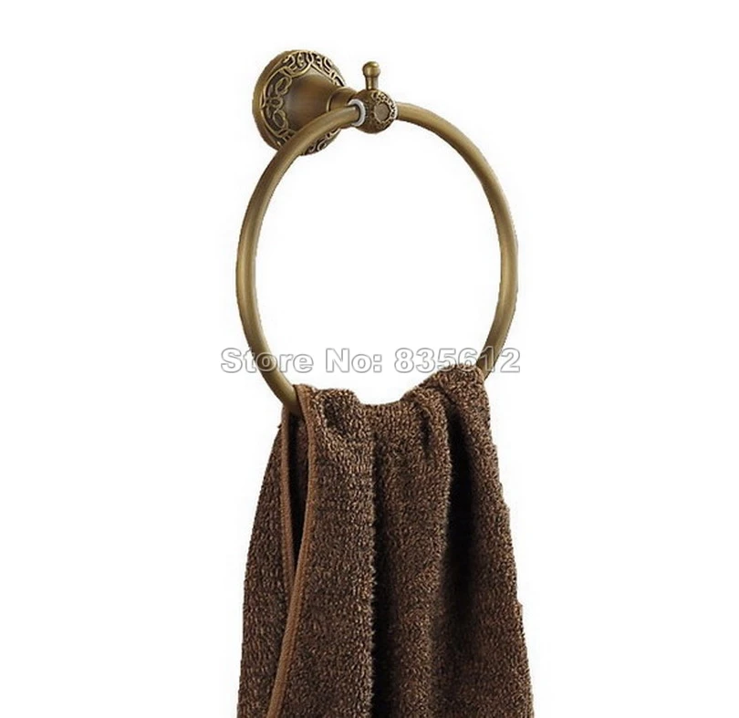 

Bathroom Accessory Wall Mounted Antique Brass Towel Rings Holder Wba048