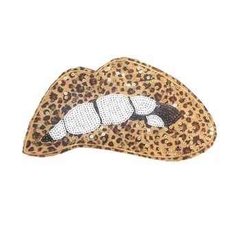 

WUYUCONG Large Leopard Print Lips Patch DIY Sewing Accessory Decoration Applique Sexy Mouth Sequined Patches for Clothes 10PC