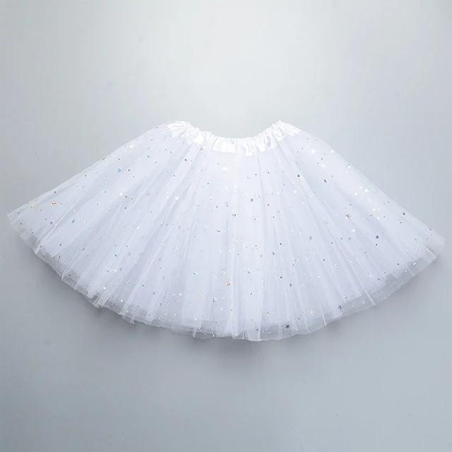 Г., юбки-пачки принцессы для маленьких девочек, детские балетные танцевальные юбки-пачки, сетчатая миниатюрная юбка для танцев с принтом звезды праздничная одежда для детей - Цвет: White