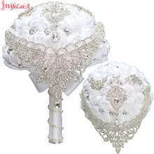 WifeLai- кисточка бриллиантовые Броши белая шелковая Роза украшение для свадьбы цветы Свадебные букеты PSilver стразы, принимаются на заказ W287
