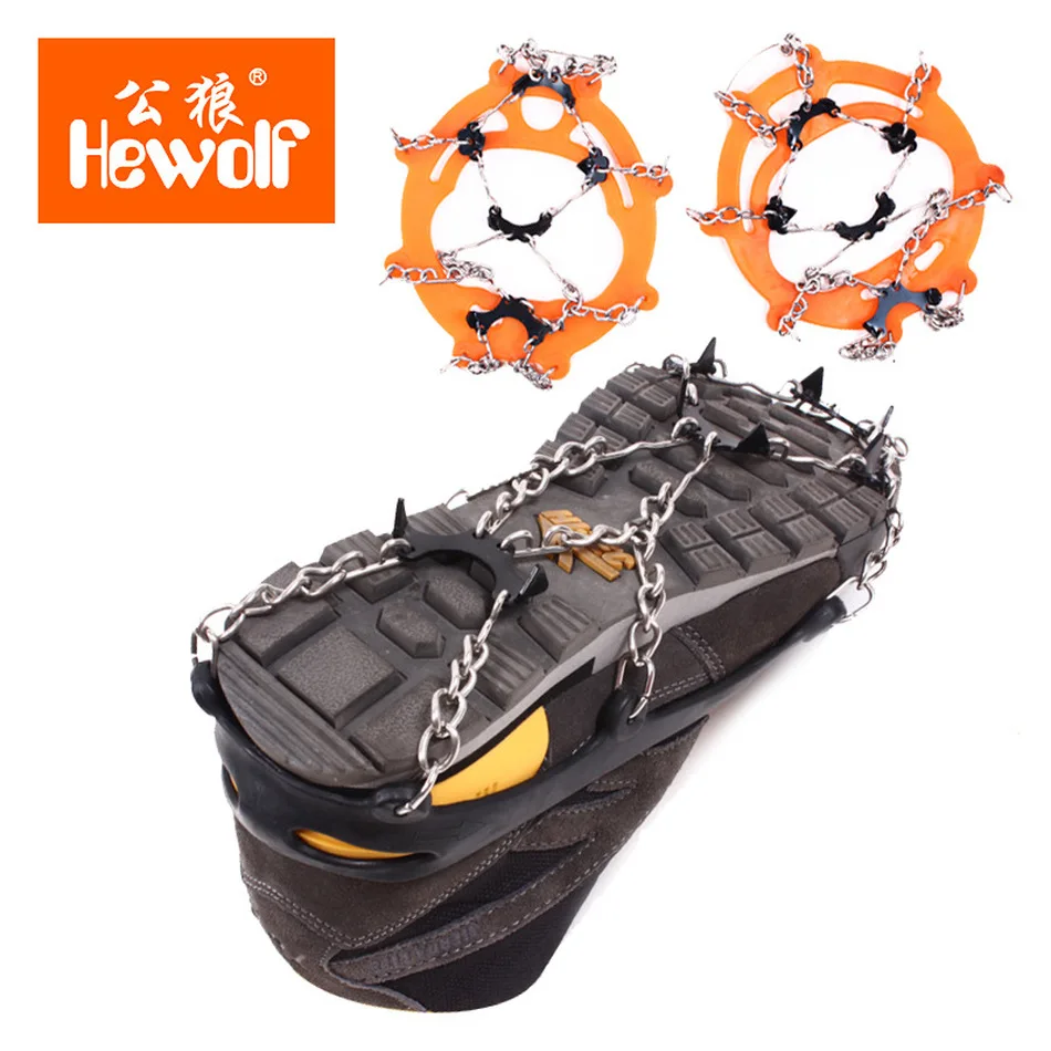

Hewolf Outdoor Climbing Mountaineering Equipment Ice Scratched Snow Non-Slip Shoelace Nail Chain Snow Claws 8 Tooth Crampons