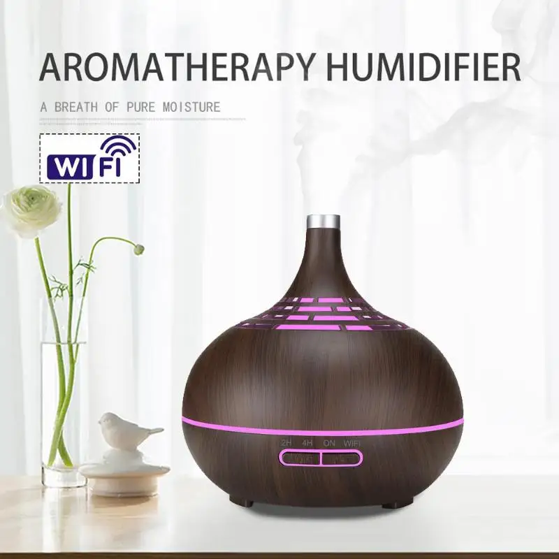 400ml WiFi Timing Ultrasonic Aroma Diffuser Air Humidifier 7 Color Change LED Night light Mist Humidifier for Home Office