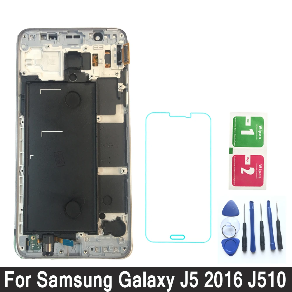 

Display For Samsung Galaxy J5 2016 J510 LCD Display Touch Screen J510FN J510F J510M J510H Screen Adjust Brightness Frame